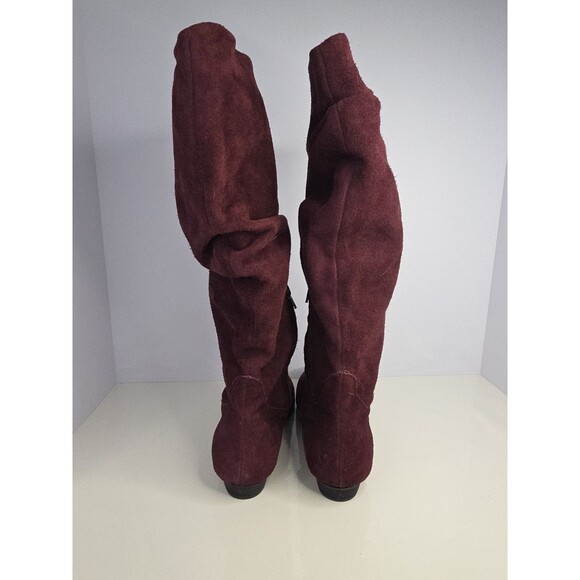 Array Burgundy Suede Low Heel Slouch Boots Sz 6.5 W Minimalist Comfort @ Work - Picture 3 of 9